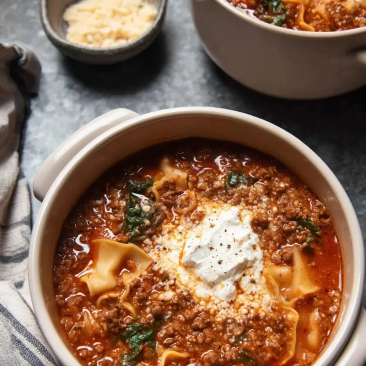 One Pot Lasagna Soup