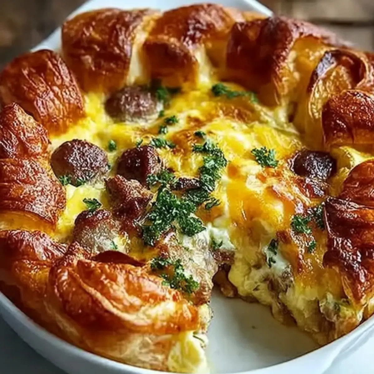 Overnight Croissant Breakfast Casserole