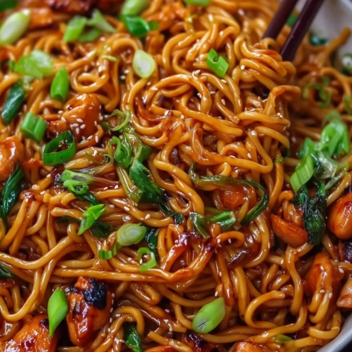 Sticky Garlic Chicken Noodles