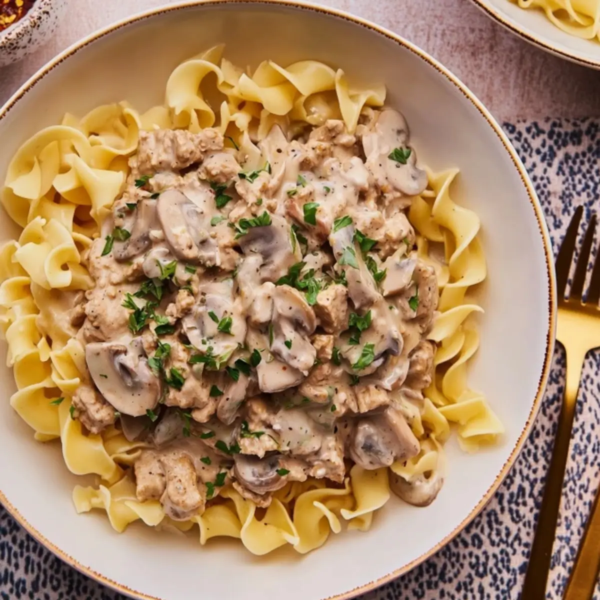 creamy turkey stroganoff