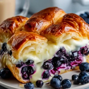 Blueberry Cream Cheese Croissant Casserole