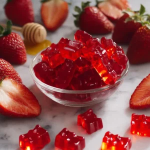 Homemade Healthy Strawberry Gummy Bears