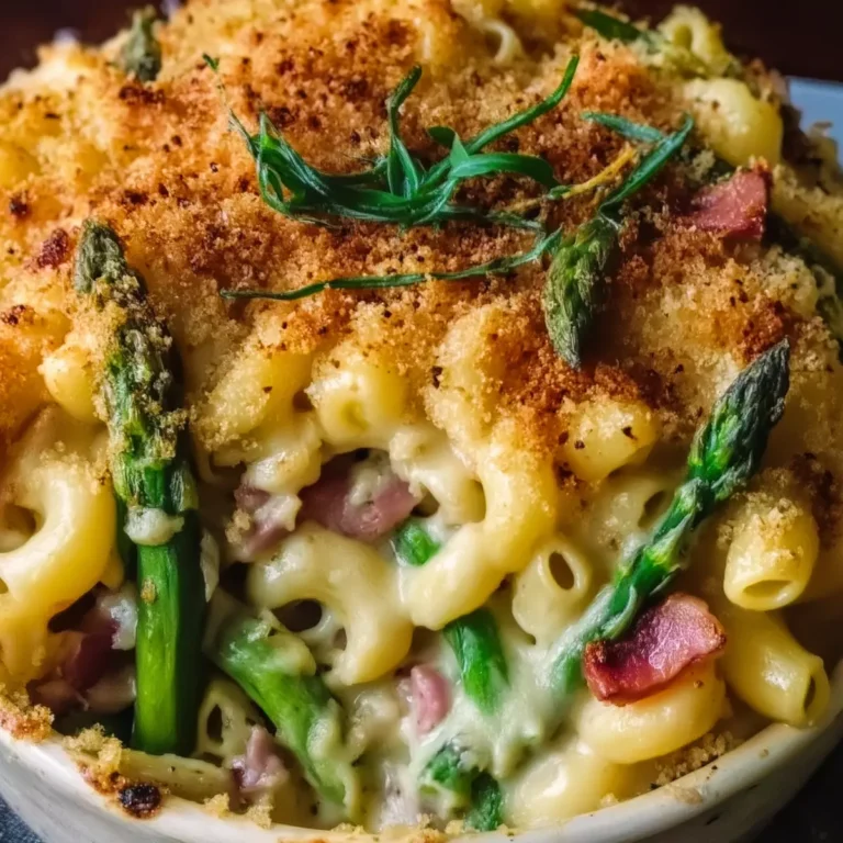 Creamy Asparagus and Ham Pasta Bake