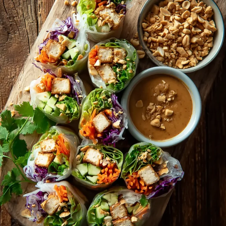Crispy Tofu Summer Rolls with Peanut Sauce