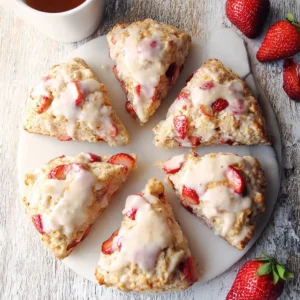 Fresh Strawberry Scones with Glaze