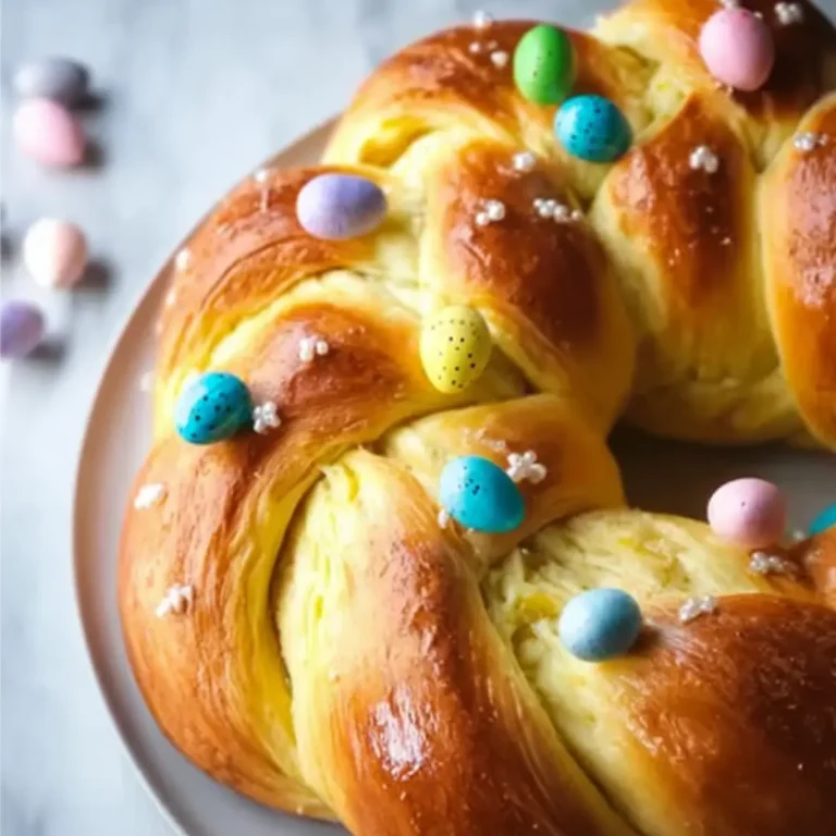 Italian Easter Bread with Small Dyed Eggs