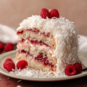 Raspberry Swirl Coconut Snowball Cake