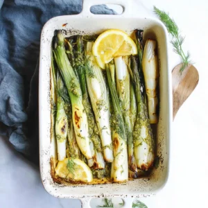Roasted spring onions with dill butter and lemon