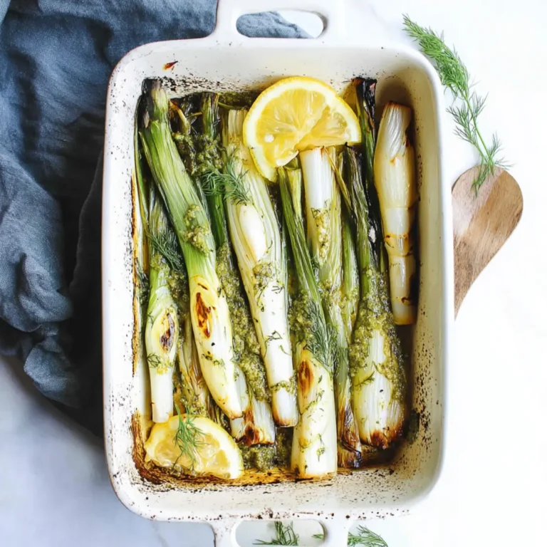Roasted spring onions with dill butter and lemon