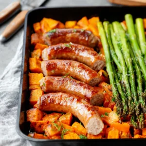 Sausage with Sweet Potato and Asparagus