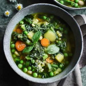 Spring minestrone with mint pesto