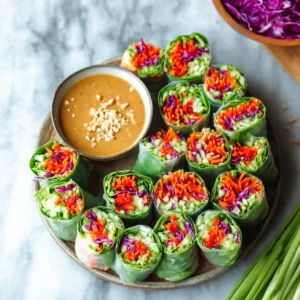 Vegetable Spring Rolls with Peanut Sauce